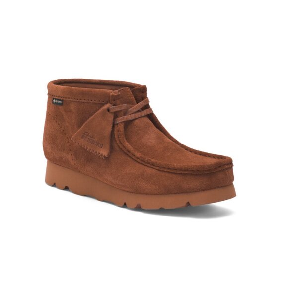 CLARKS Mocha Suede Wallabee Gore Tex Comfort Boots - Picture 1 of 2